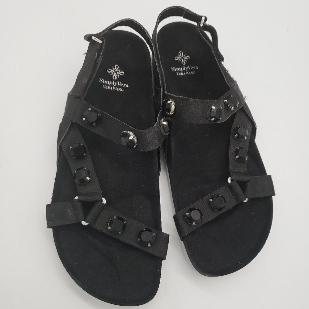 Vera Wang Simply Vera SVWane Black Sandals Shoes Womens8 Black Flats